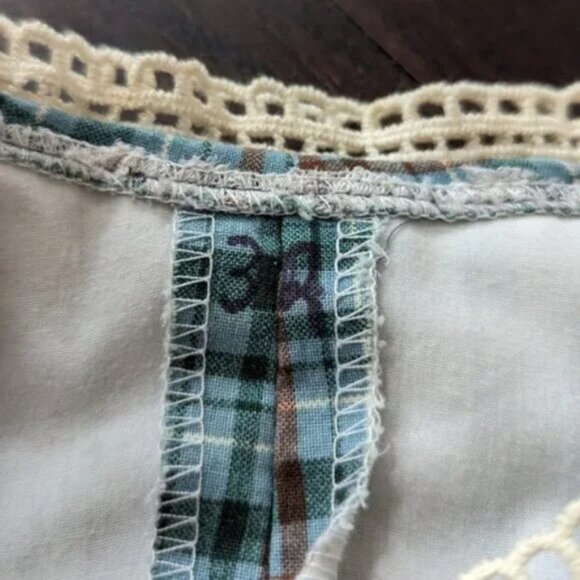 Vintage plaid prairie cottagecore peasant long sleeve blouse - Picture 4 of 5